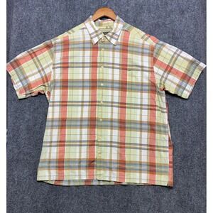 Naturalife Mens XXL Short Sleeve Button Down Plaid Shirt Cotton‎ Earth Tone